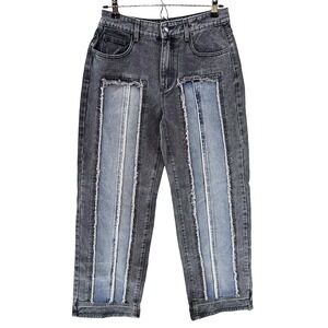NWT • PRETTY‎ LITTLE THING 2-tone Wide Leg High Rise Jeans • 6 • gray, blue